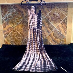 7th Ray CHARCOAL TIE DYE CAMI CASUAL MAXI DRESS FULL LENGTH LONG WOMENS Small